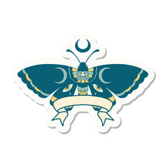 tattoo sticker with banner of a moth