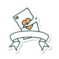 tattoo sticker with banner of a torn card