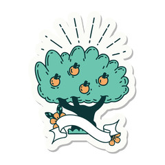 sticker of tattoo style apple tree