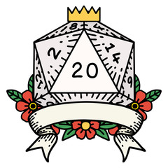 natural 20 critical hit D20 dice roll illustration