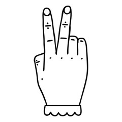 hand raising two fingers gesture illustration