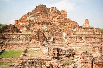 アユタヤの寺院跡：タイの史跡：東南アジア旅先の風景