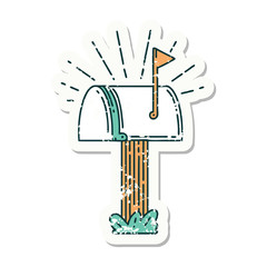 grunge sticker of tattoo style closed mailbox