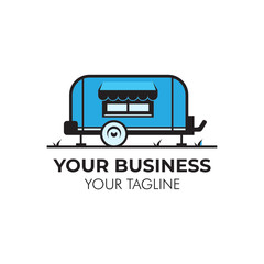 Simple minimalist retro food truck logo design template