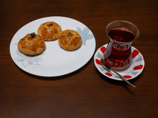 Home made sweet cookies with tea ready to eat