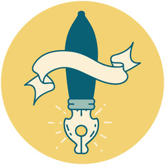 icon of tattoo style fountain pen