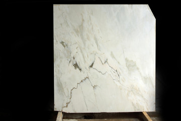 Large square slab natural stone white marble with stripes called Bianco Portugalo