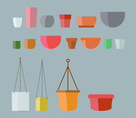 Assortment of differently shaped flower pots