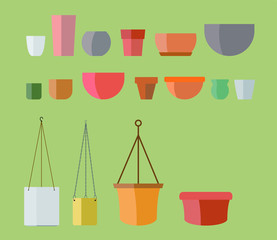 Assortment of differenty shaped flower pots