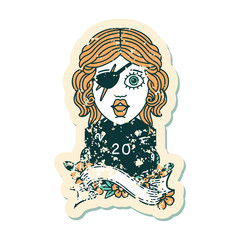 human rogue with natural twenty dice roll illustration