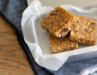 Oatmeal bars flap jack fruit nuts seeds healthy snacks