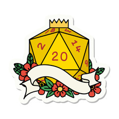 natural twenty D20 dice roll sticker