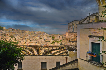 Fototapeta na wymiar Images of Matera, a city carved out of the rock in Italy