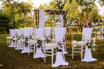 Preparation for a wedding ceremony outdoor