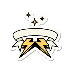 tattoo sticker with banner of lightning  bolt