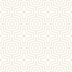 Golden vector geometric seamless pattern. Simple texture with thin concentric zig zag lines, stripes, chevron, repeat tiles. Modern abstract geometry. Subtle gold and white background. Elegant design