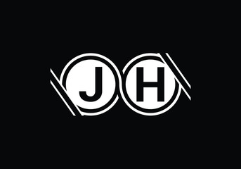Elegant Monogram Design of Letters J and H on Black Background for Branding