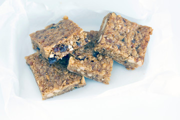 Oatmeal bars flap jack fruit nuts seeds healthy snacks