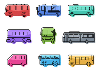 flat icons set,transportation,Bus,vector illustrations