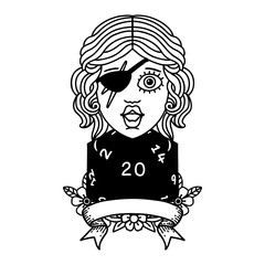 human rogue with natural 20 dice roll illustration