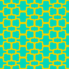 Mesh texture. Bright colorful vector seamless pattern. Simple geometric ornament, illustration of net, lattice, grid, weave. Abstract repeat background in vibrant colors, neon turquoise and yellow