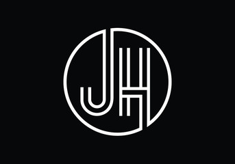 Elegant JH Initial Logo Design Vector Template on Black Background for Company Branding