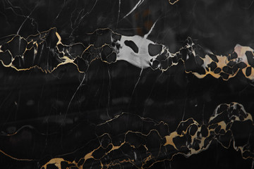 Polished natural stone black marble with yellow veins called Nero Portoro