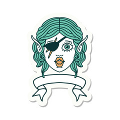 elf rogue character face with banner sticker