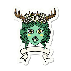 orc druid character face with banner sticker