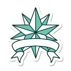 tattoo sticker with banner of a star