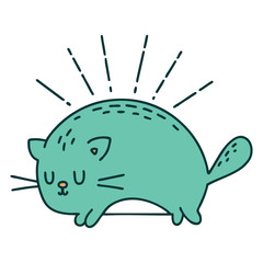 traditional tattoo style happy cat