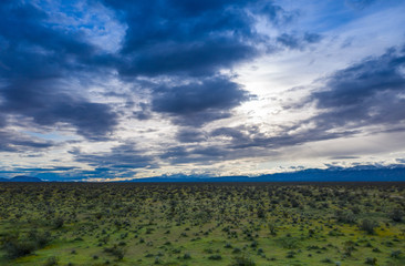dramatic clouds over the desert in spring