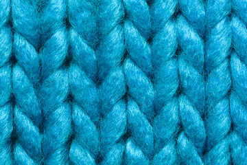 Blue knit sweater texture macro background