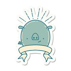 sticker of tattoo style pig character