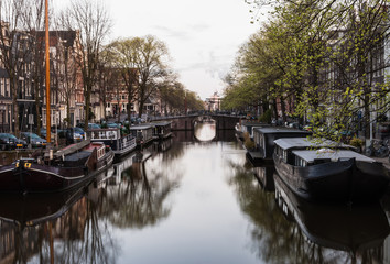 Amsterdam canal in the early morning