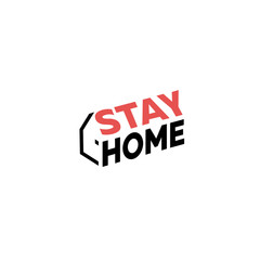 Stay home, self isolation logo, security icon, help the whole world defeat coronavirus. Vector illustration
