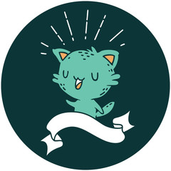 icon of tattoo style happy cat