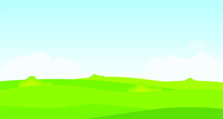 Landscape with green grass. Vector illustration.