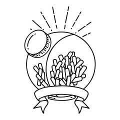 banner with black line work tattoo style jar of candy