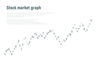 Stock market graph or forex trading chart for business and financial concepts, reports and investment on grey background