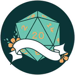 natural twenty D20 dice roll icon