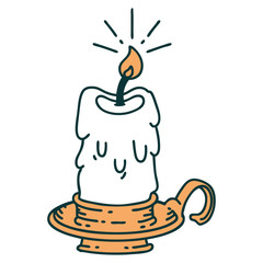 traditional tattoo style spooky melting candle