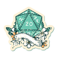 natural twenty D20 dice roll illustration