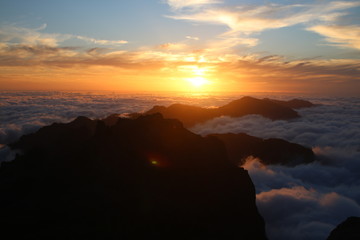 Sunset in the sea of clouds