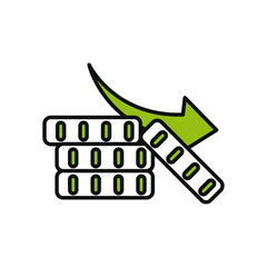 stack of coins and arrows icon, half color half line style