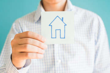 drawing house icon and  hand