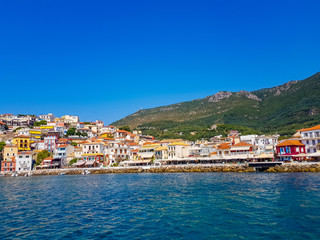 Fototapeta na wymiar parga city greek summer tourist resort houses colors