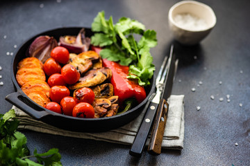 Healthy food concept with grilled vegetable