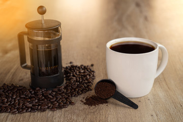 coffee cup  on wood table