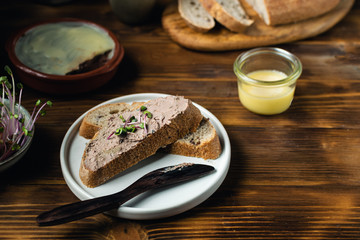 Homemade sourdough bread with liver pate